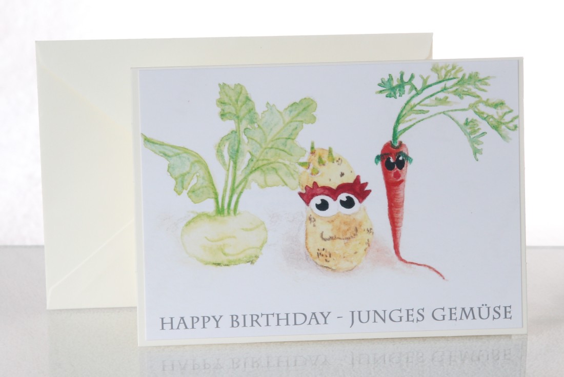 Klappkarte Geburtstag Junges Gemüse KartenKunst